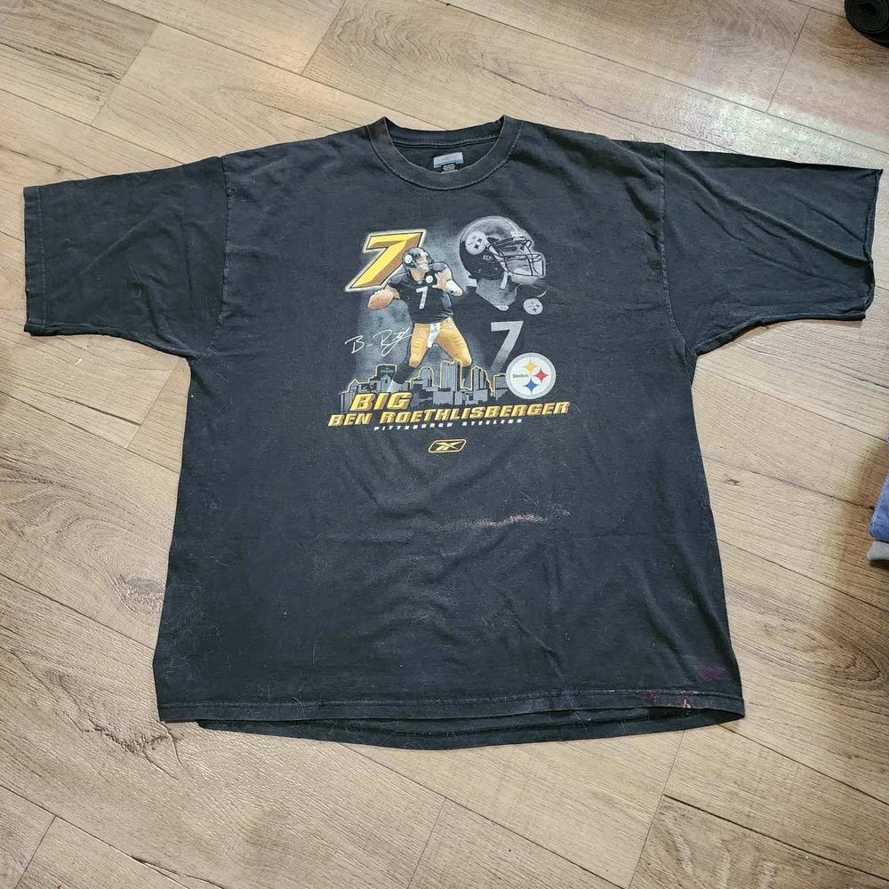 Vintage Reebok Pittsburgh Steelers Ben Roethlisberger Shirt Mens 2XL Black NFL
